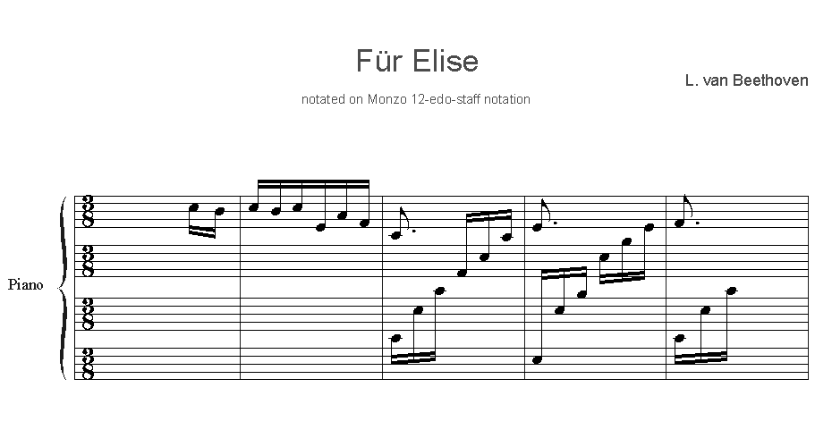 Für Elise on 12-edo-staff notation