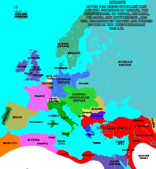 map: Europe in 1885