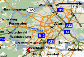 map of the area around Vienna showing Perchtoldsdorf
