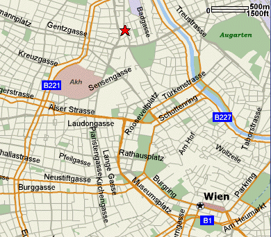 map of central Vienna and Liechtenstienstrasse 68