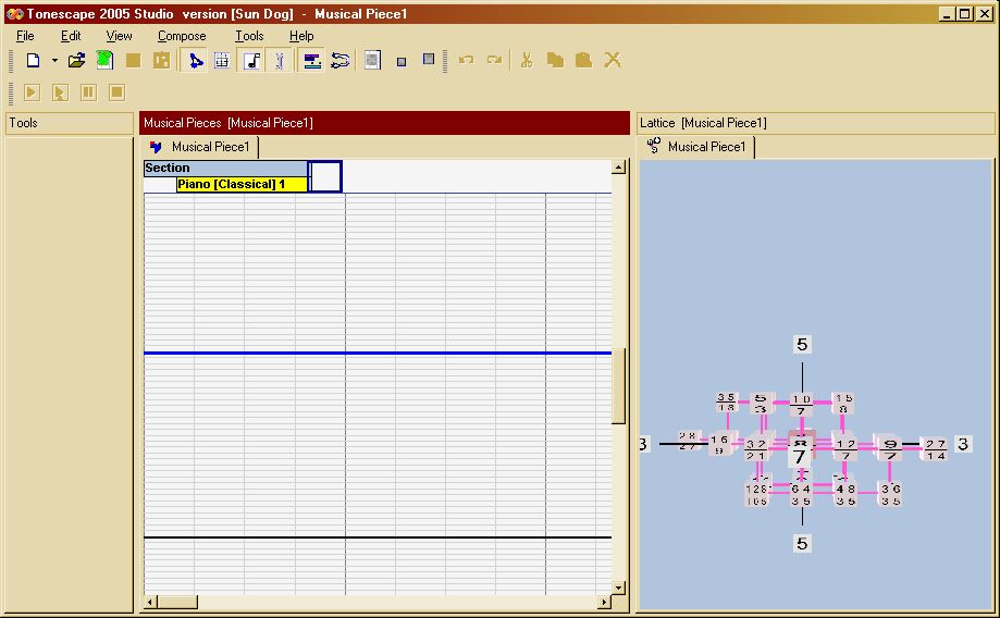 Musical Pieces window: Outline View open